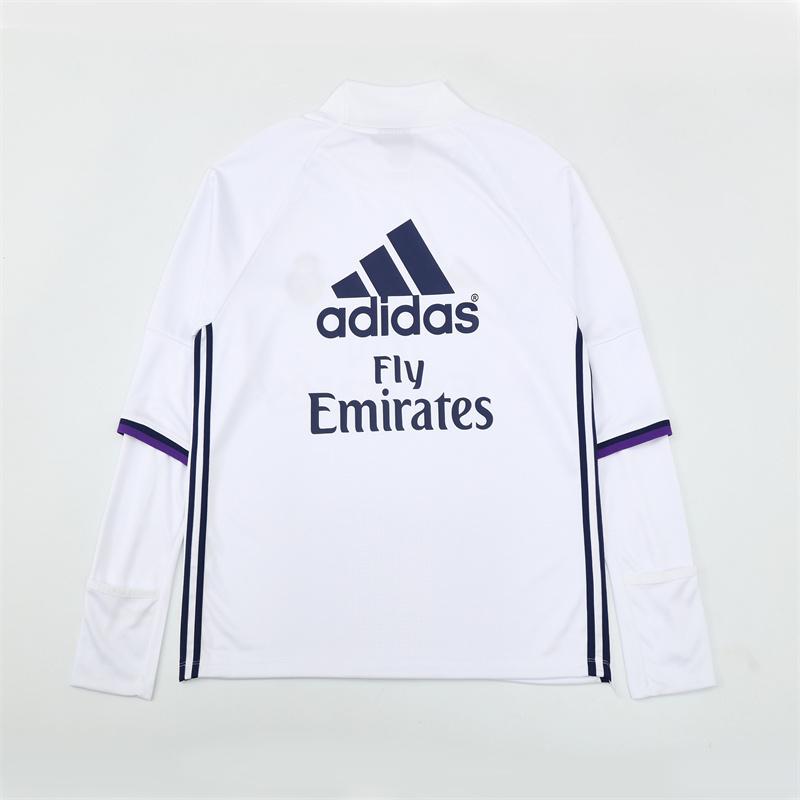 Retro 16/17 Real Madrid White Half Zipper Jacket