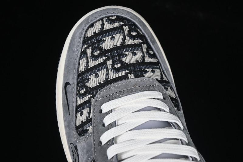 Nike Air Force 1'07 Low Dior Collaboration Grey Knit Skeleton Low-Top Casual Sneakers - KK1988-056