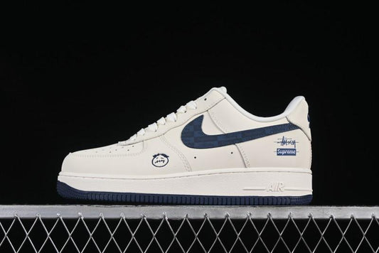 Nike Air Force 1 '07 Low Stussy Supreme Collaboration Checkerboard Beige Low-Top Casual Sneakers - DF0188-037