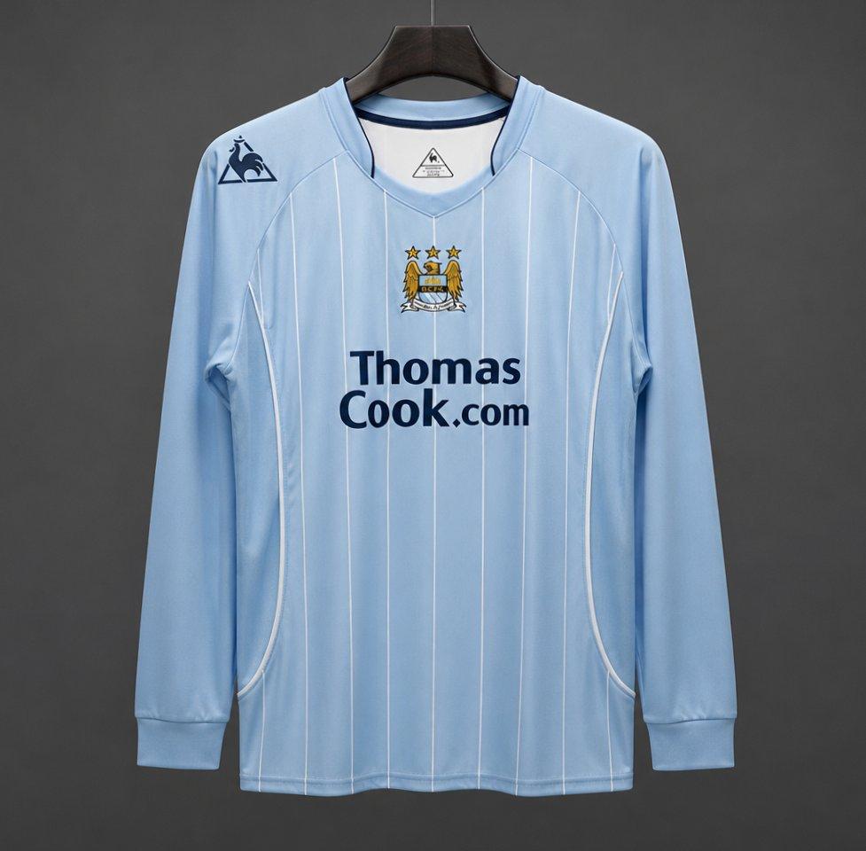 Retro 07/08 Manchester City Home Long Sleeve Soccer Jersey