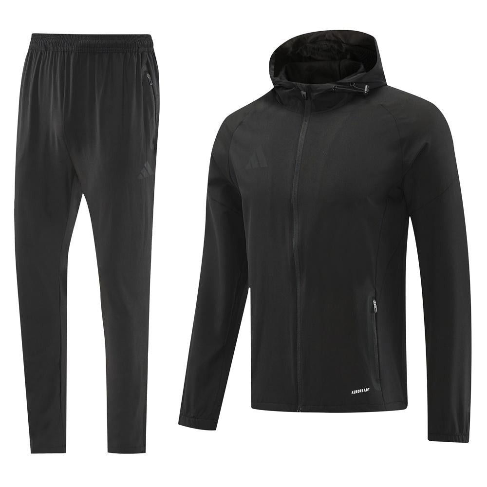 25/26 Adidas Black Hoodie Full Zipper Jacket + Long Pants