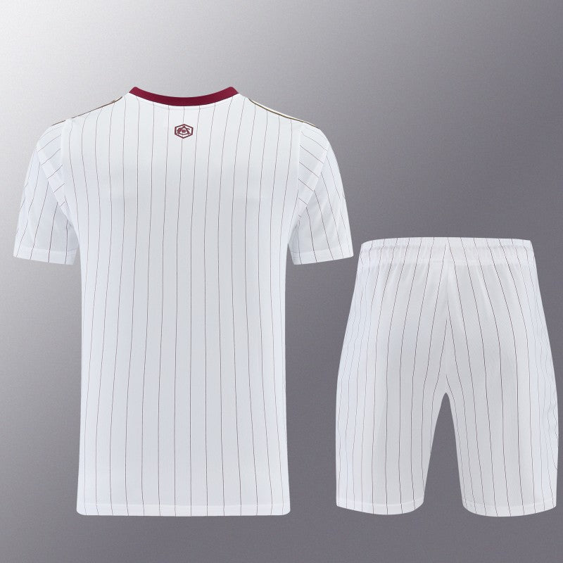 26/27 Arsenal White Pinstripe Short Sleeve+Soccer Shorts