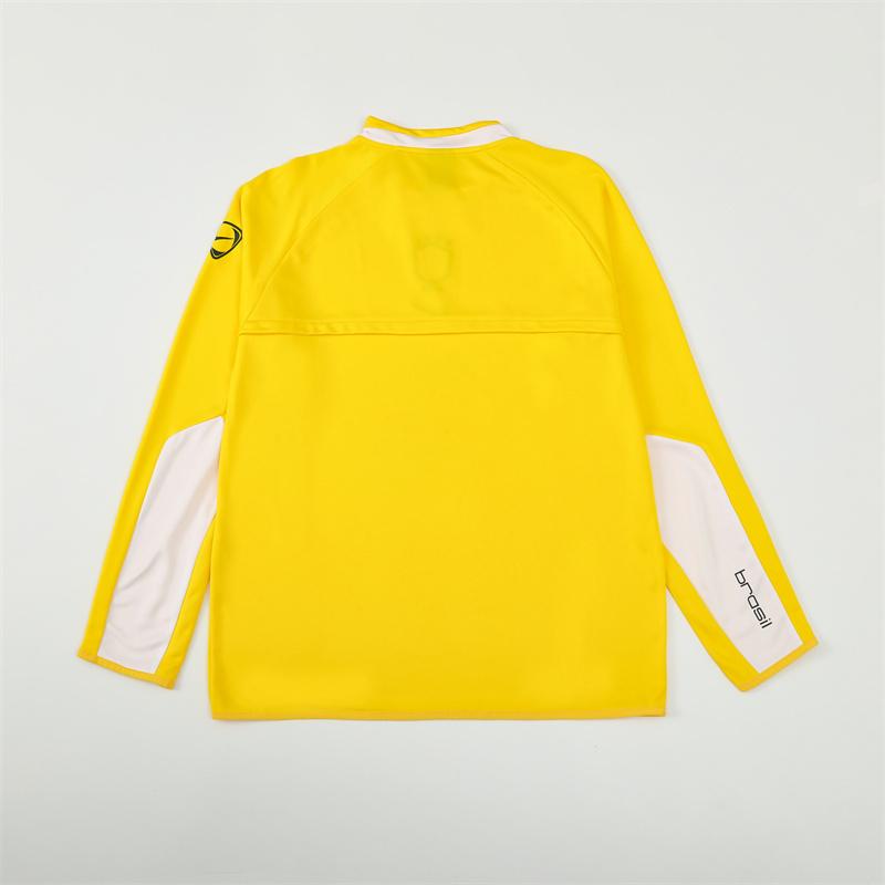 2002 Brazil Yellow Half Zipper Jacket+Long Pants