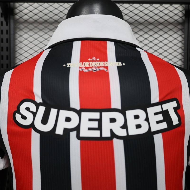 Player Version 26/27 São Paulo FC Away Red & Black Stripe  With White Collar Jersey