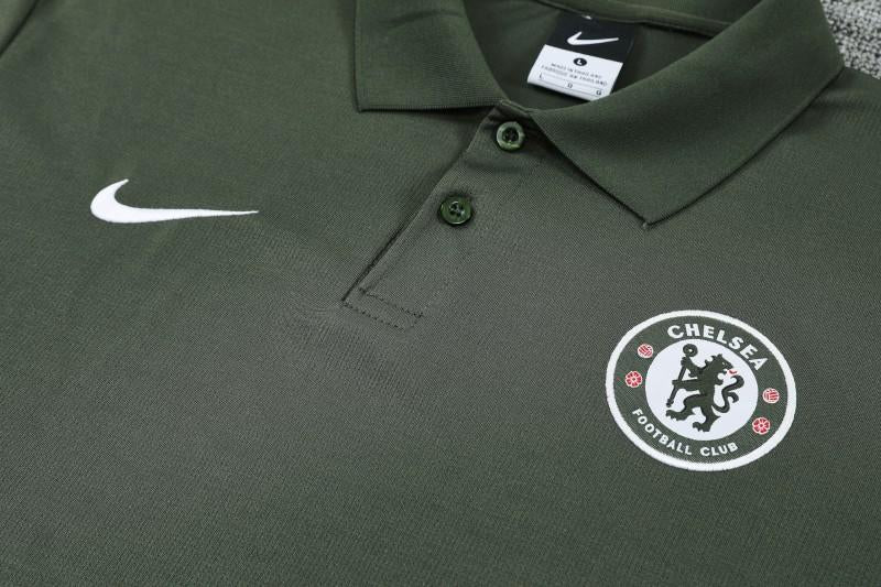 26/27 Chelsea  Dark Green Polo Training Shirt + Long Pants Tracksuit