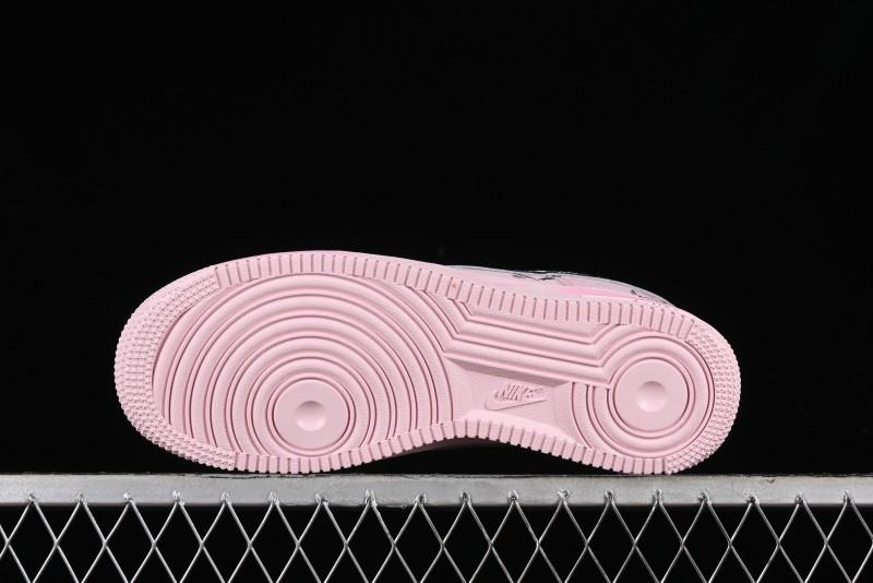 Nike Air Force 1 '07 Low Casual Sneakers with Anime-inspired Peach Pink Spray Design - CW2288-111