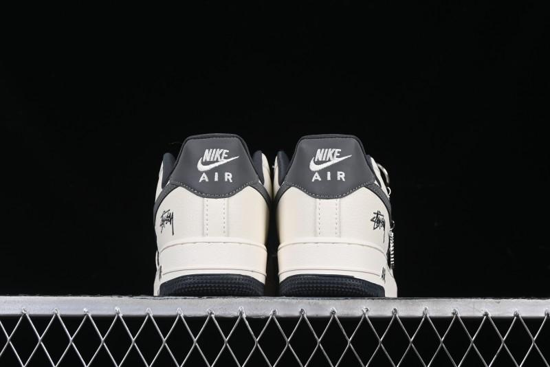 Nike Air Force 1 '07 Low Stussy Collaboration - Light Grey Triple Swoosh Low-Top Casual Sneakers - KK1988-037
