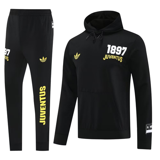 25/26 Juventus Black Sweatshirt Full Zipper Jacket+Long Pants