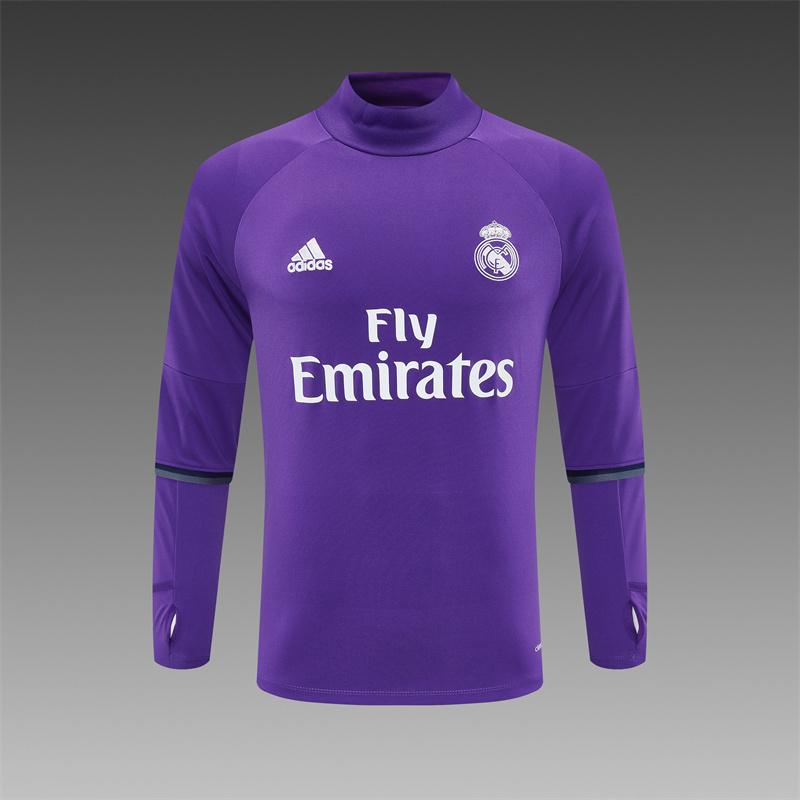 Retro 16/17 Real Madrid Purple Half Zipper Jacket
