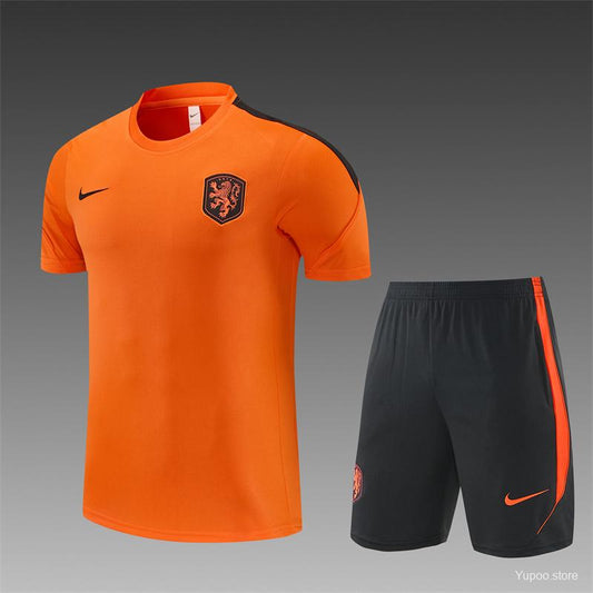 26/27 Netherlands Home Orange Short Sleeve + Soccer Shorts
