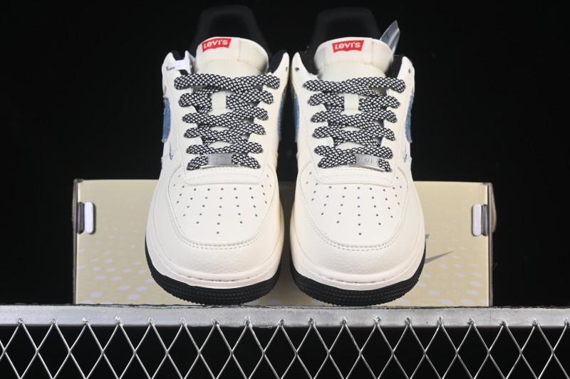 Nike Air Force 1 '07 Low Levi's Collaboration Light Blue Denim Four Swoosh Casual Sneakers - QW5606-261