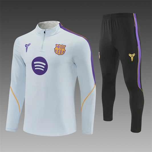 Player Version 26/27  Barcelona Light GreyHalf Zipper Jacket+Long Pants