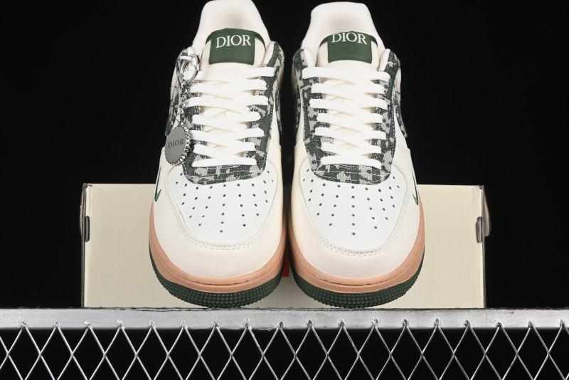 Nike Air Force 1 '07 Low Dior Collaboration - Beige Green Swoosh Low-Top Casual Sneakers - KK1988-010