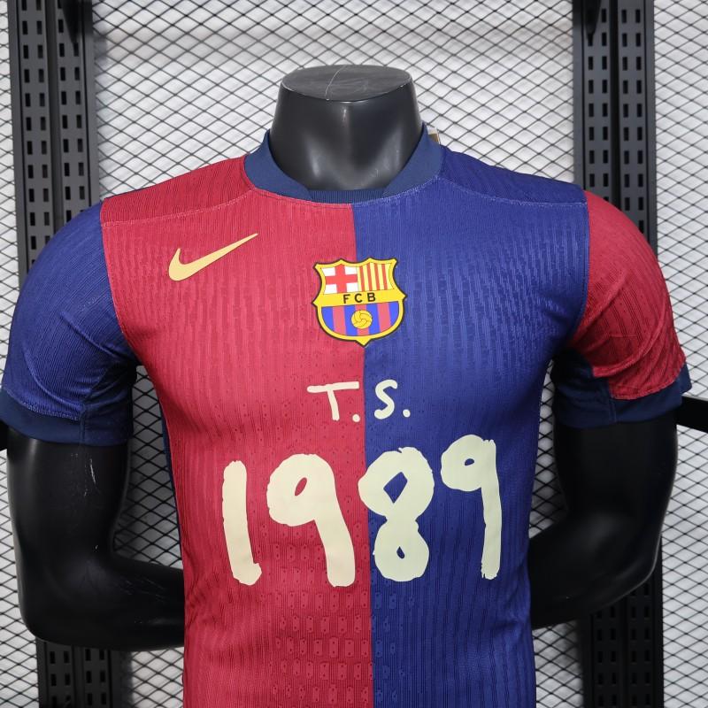 Player Version 25/26 FC Barcelona Home  with Pink "T.S. 1989" Jersey