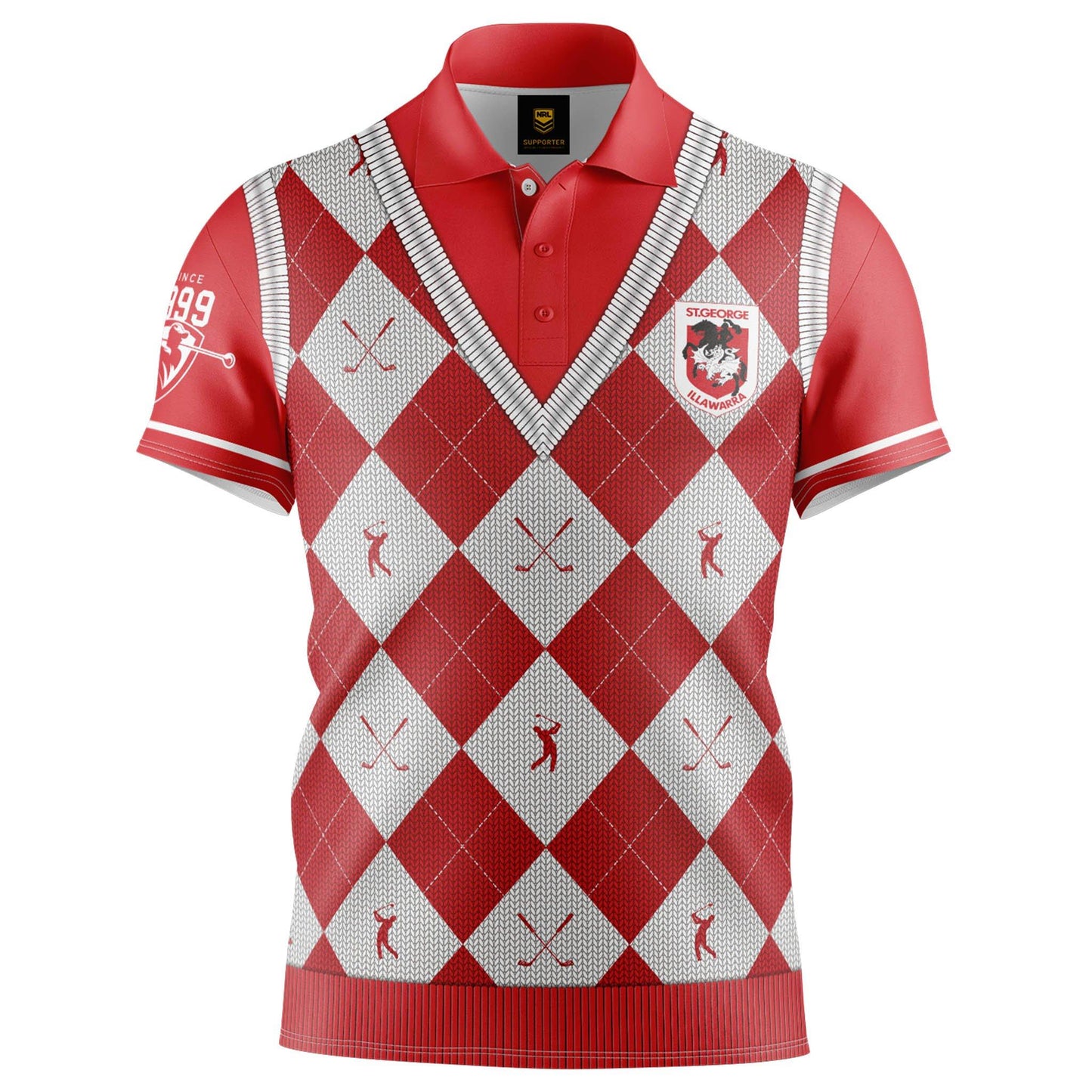 St George Illawarra Dragons 2021 Men's Fairway Golf Polo Shirts