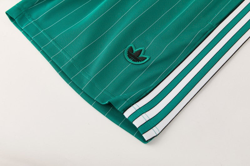 26/27 Liverpool Green Pinstripe Short Sleeve+Soccer Shorts