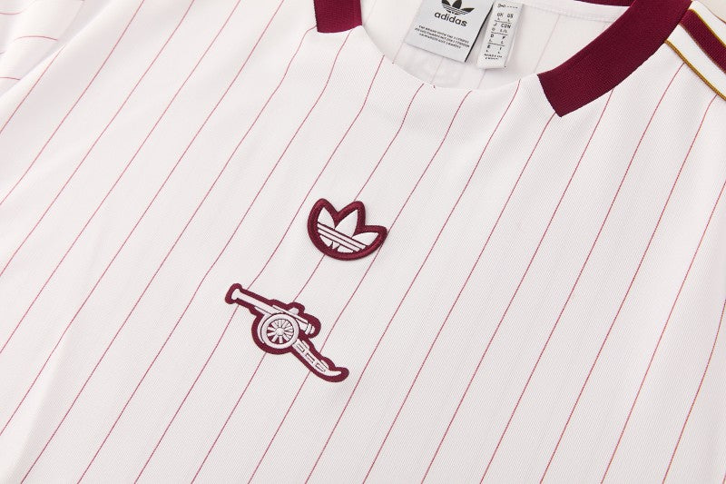 26/27 Arsenal White Pinstripe Short Sleeve+Soccer Shorts
