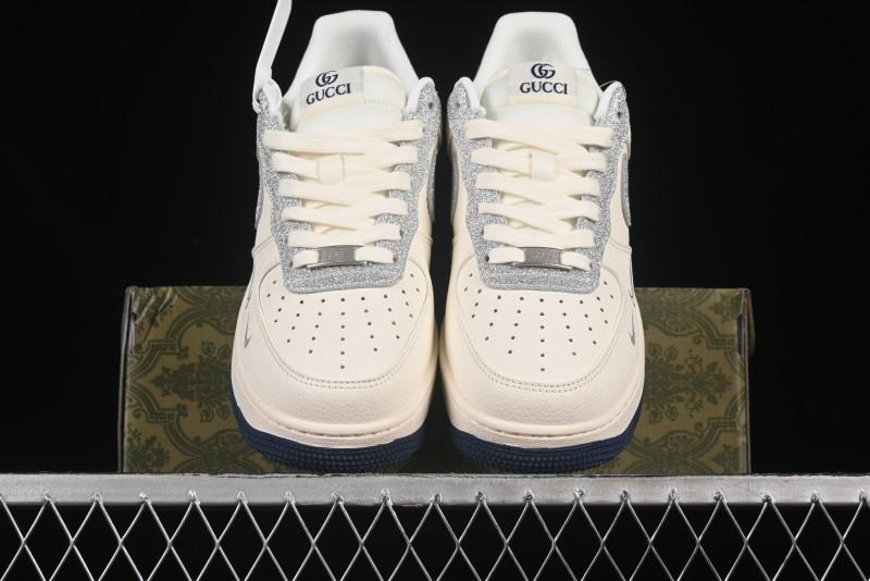 Nike Air Force 1 '07 Low Gucci Collaboration Silver Swoosh Casual Sneakers - XS1958-546