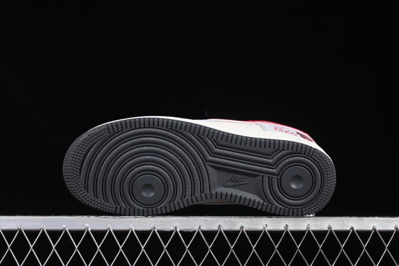 Nike Air Force 1 '07 Low Nezha Collaboration Grey Red Swoosh Casual Sneakers - DF0188-046
