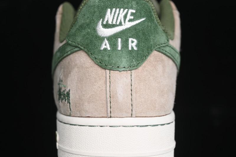 Nike Air Force 1 '07 Low Stussy Collaboration Light Brown Green Low-Top Casual Sneakers - XZ6188-666