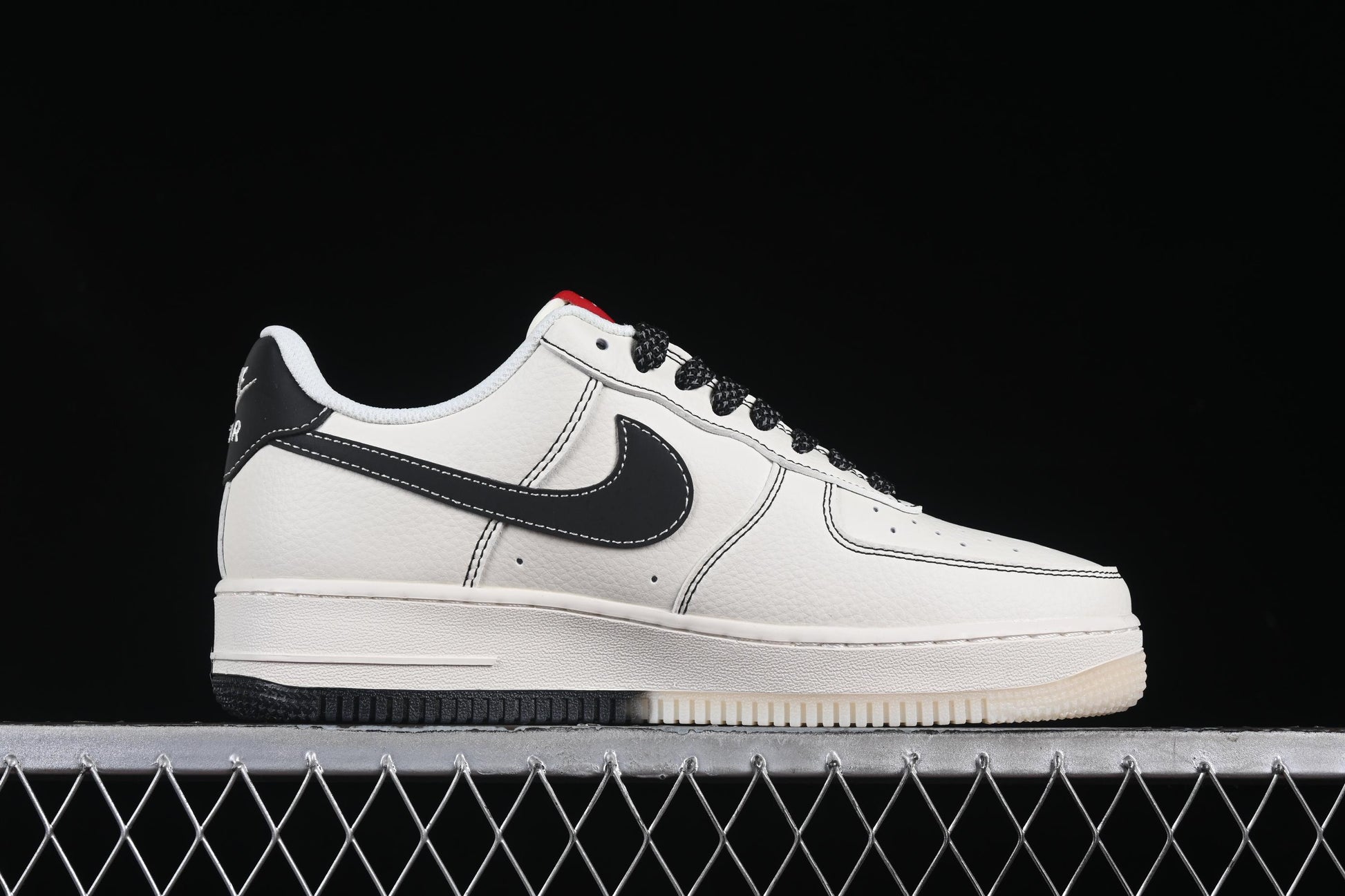 Nike Air Force 1 '07 Low Stussy Collaboration Black Dual-Tone Embroidery Casual Sneakers - HH7518-036