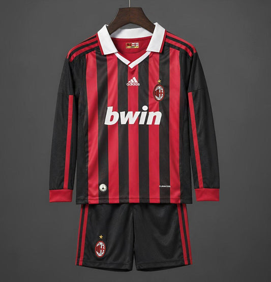 Retro 09/10 Kids AC Milan Home Long Sleeve Jersey