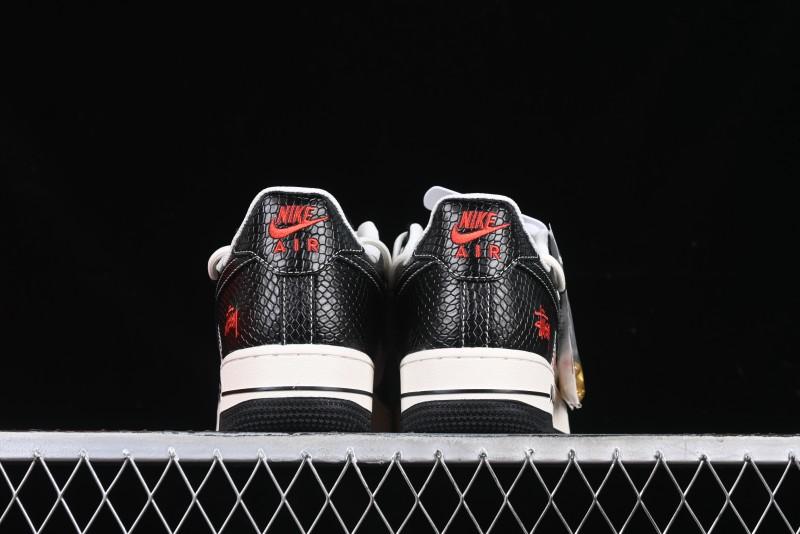 Nike Air Force 1 '07 Low Stussy Year of the Snake Limited Edition Black Snake Print Drawstring Casual Sneakers - DM6688-013