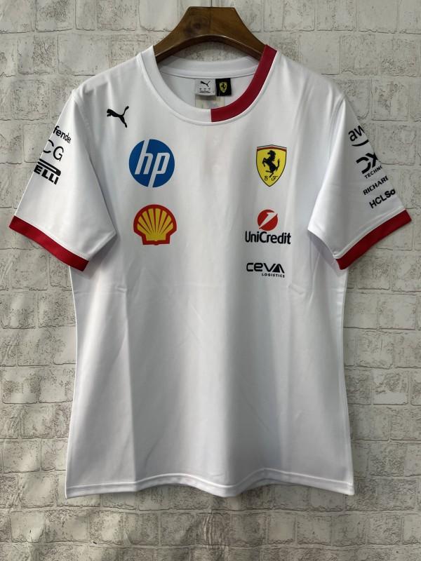 2025 F1 Scuderia Ferrari F1 Team White with Red Trim Crew T-Shirt