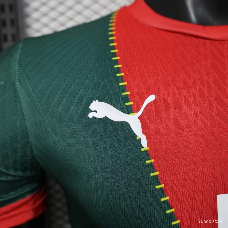 25/26 Player Version Marseille Red and Green with Morocco Flag Design Jersey