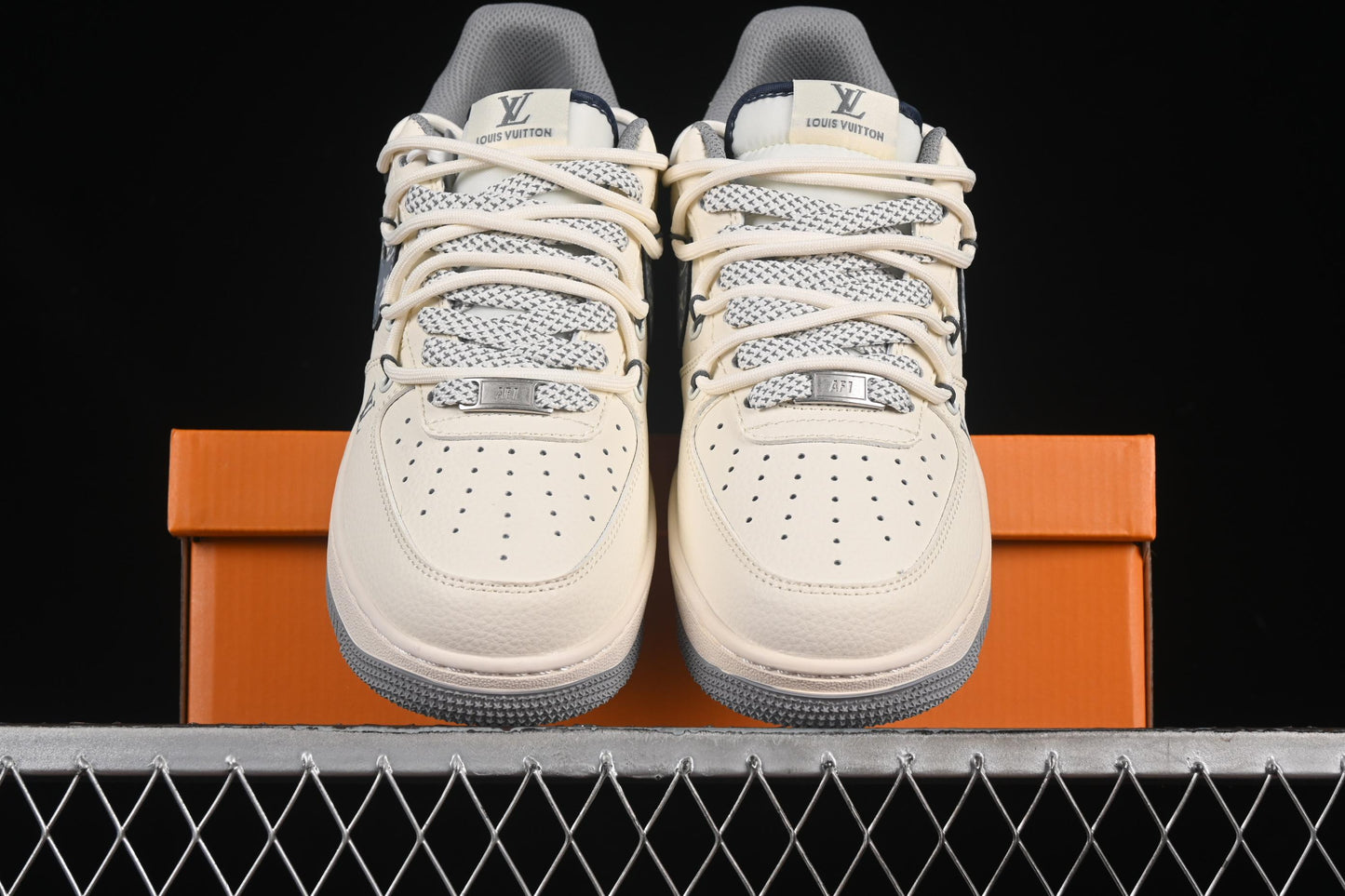 Nike Air Force 1'07 Low LV Collaboration Grey Pattern Drawstring Casual Sneakers - DM6868-065