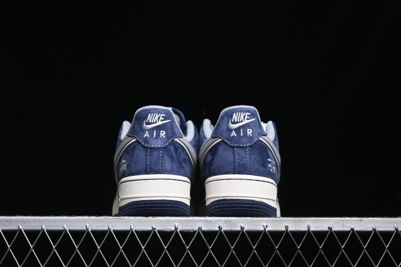 Nike Air Force 1 '07 Low Stussy Collaboration - Grey Blue Suede Low-Top Casual Sneakers - SJ6698-007
