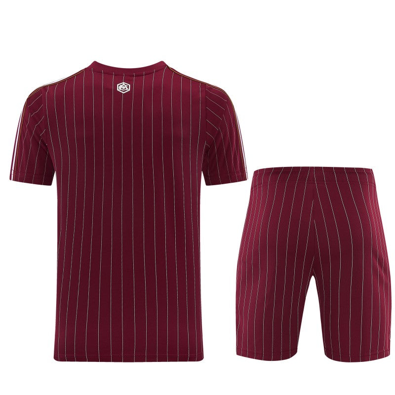 26/27 Arsenal Maroon Pinstripe Short Sleeve+Soccer Shorts