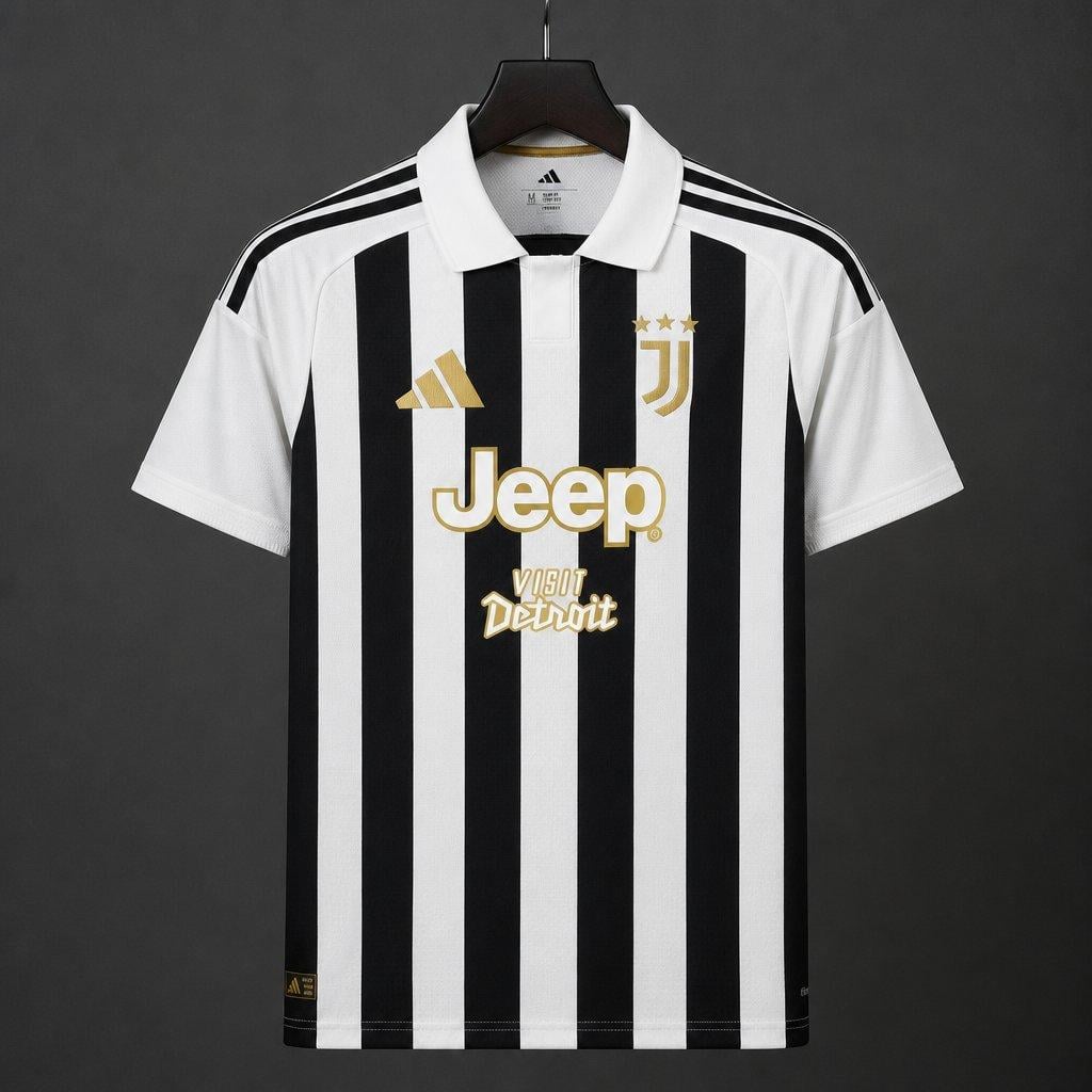 26/27 Juventus Home Jersey With Jeep Visit Detroit Sponsor