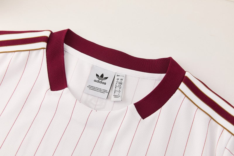 26/27 Arsenal White Pinstripe Short Sleeve+Soccer Shorts