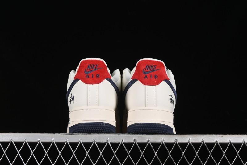 Nike Air Force 1 '07 Low Stussy Collaboration - Blue Red Print Low-Top Casual Sneakers - XZ3318-566
