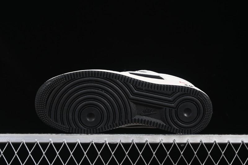 Nike Air Force 1 '07 Low Supreme Collaboration Beige Black Spliced Casual Sneakers with Strap - HH7518-056