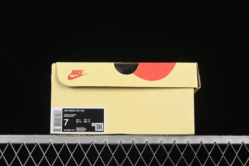 Nike Air Force 1 '07 Low Stussy Collaboration Black Green Swoosh Casual Sneakers - XS1958-572