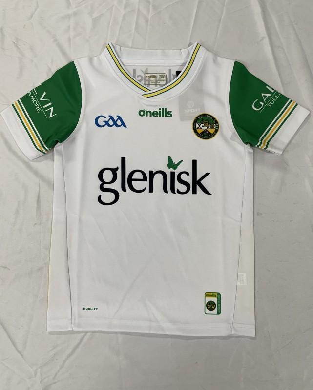 25/26 Kids Offaly GAA White with Green and Gold Trim Away Jersey