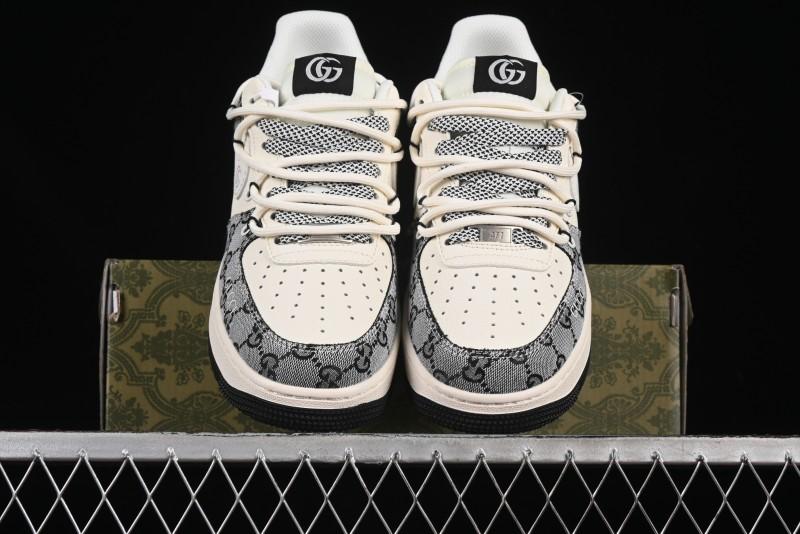 Nike Air Force 1'07 Low Gucci Collaboration Grey Pattern Drawstring Casual Sneakers - YX5066-319