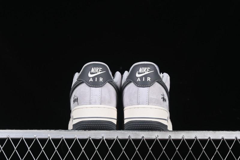 Nike Air Force 1 '07 Low Stussy Collaboration Grey Swoosh Casual Sneakers - XZ6188-911