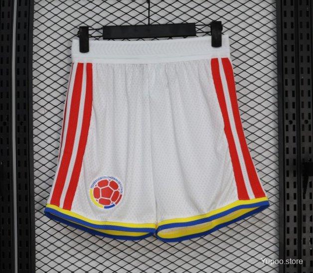 2026 Player Version Colombia White with Red Side Stripes Shorts