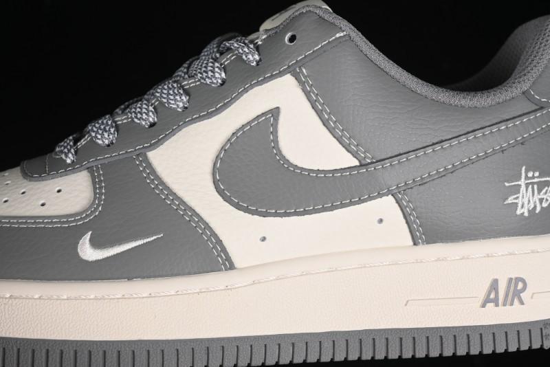 Nike Air Force 1 '07 Low Stussy Collaboration - Premium Gray Low-Top Casual Sneakers - BB5353-512