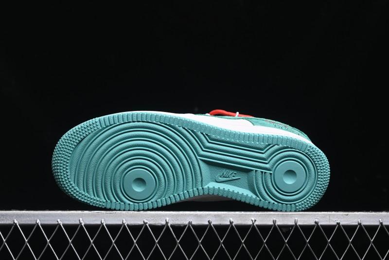 Nike Air Force 1 '07 Low Gucci Stone Island Collaboration - Grey Green Pigskin Lace-Up Casual Sneakers - DF0188-010