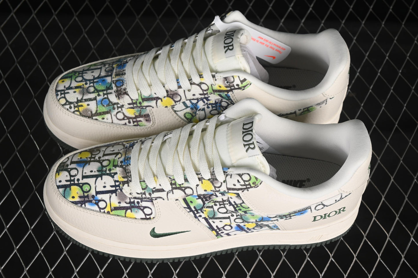Nike Air Force 1 '07 Low Dior Collaboration Beige Green Floral Casual Sneakers - DF0188-065