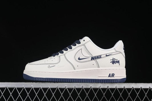 Nike Air Force 1 '07 Low Stussy Collaboration Grey Swoosh Casual Sneakers - HH7518-063