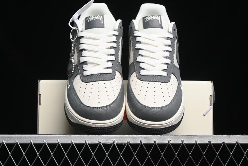 Nike Air Force 1 '07 Low Stussy Collaboration - Light Bone Shadow Low-Top Casual Sneakers - DF0180-008