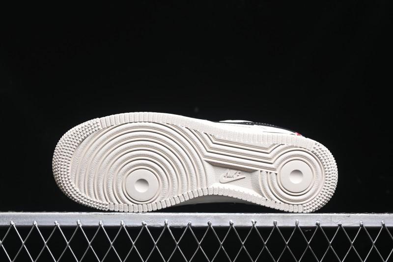 Nike Air Force 1 '07 Low Stussy Collaboration - White Black Swoosh Red Tab Low-Top Casual Sneakers - SJ6698-015