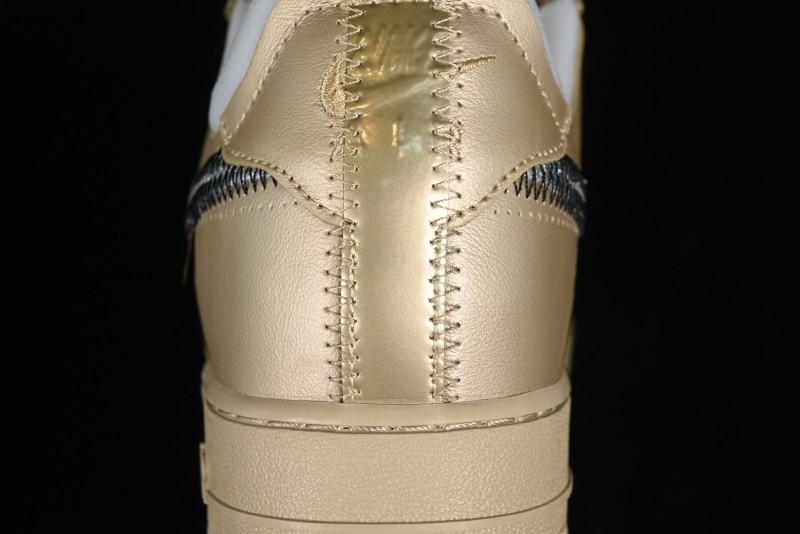 Off-White x Nike Air Force 1 '07 Low "Metal Gold" Casual Sneakers - DX1419-900