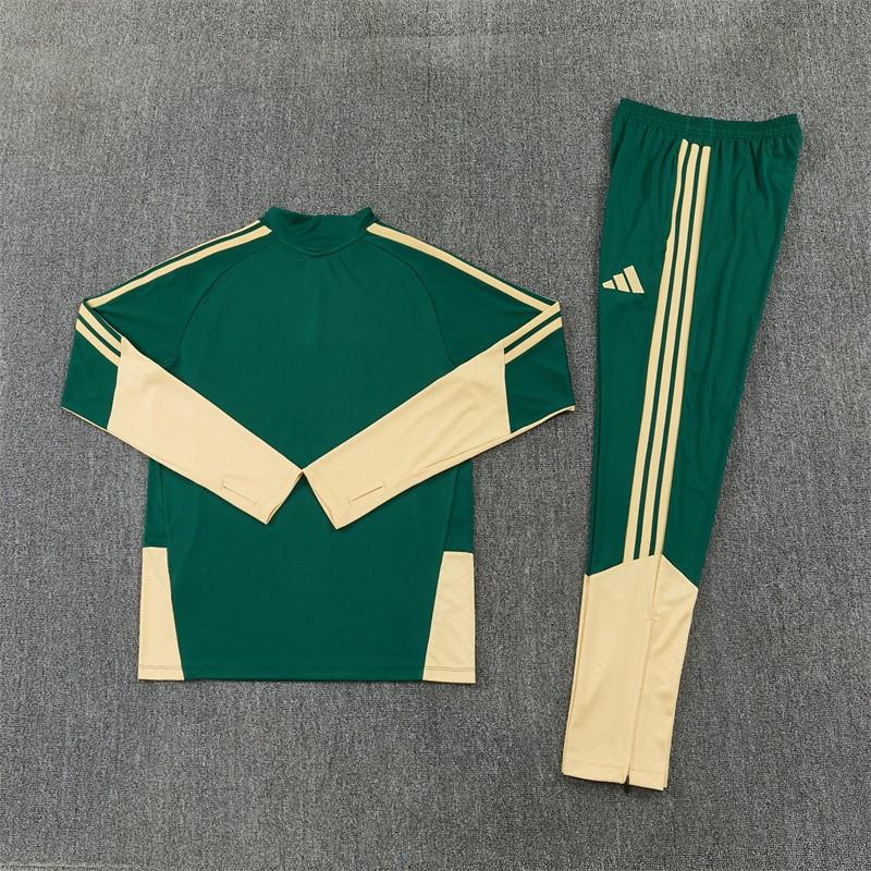 2026 Real Madrid Green & Cream  Half Zipper Jacket Tracksuit + Long Pants