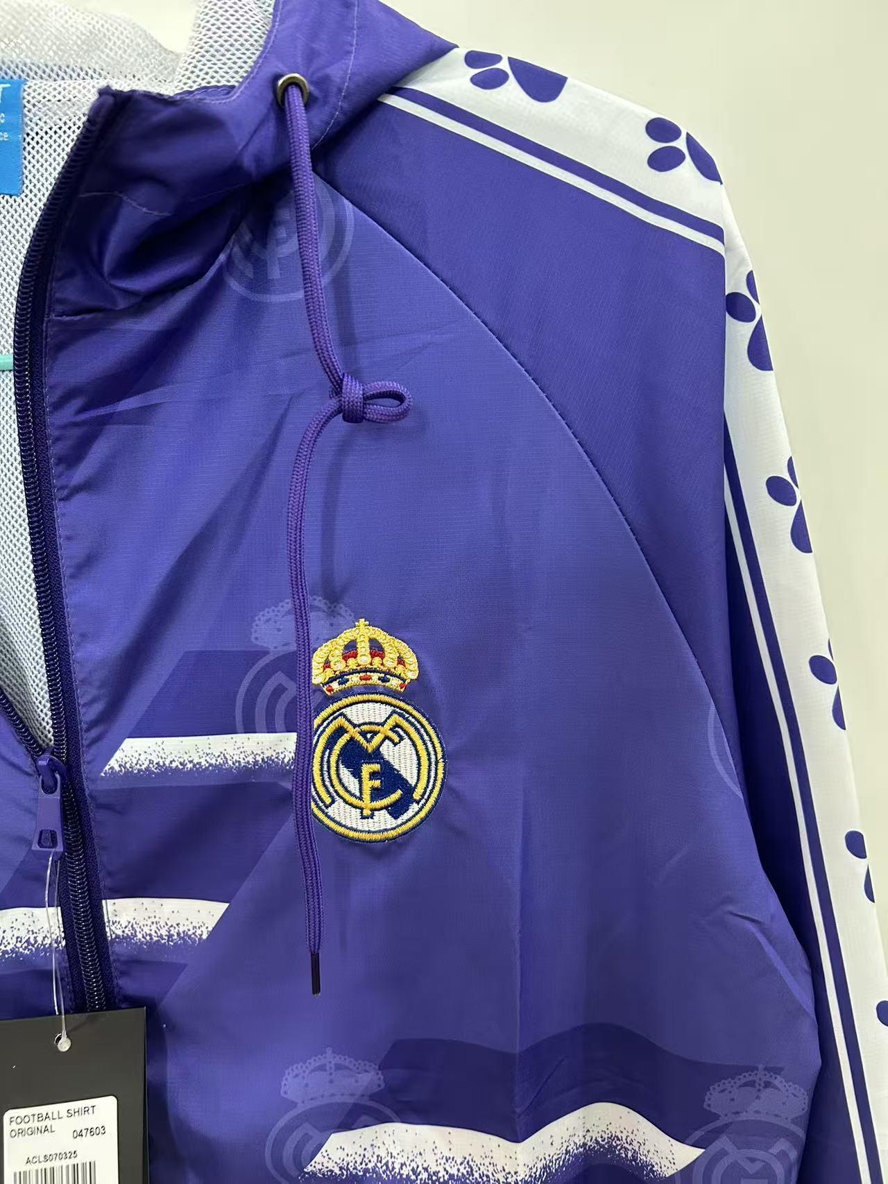 25/26 Real Madrid Purple with White Spray Pattern Windbreaker
